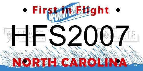 HFS2007 North Carolina License Plate