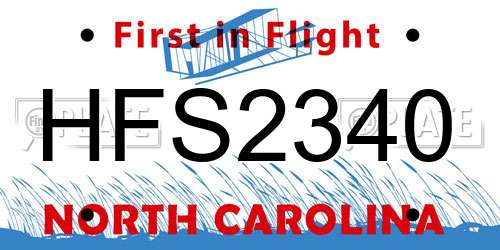 HFS2340 North Carolina License Plate