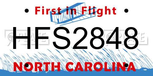 HFS2848 North Carolina License Plate