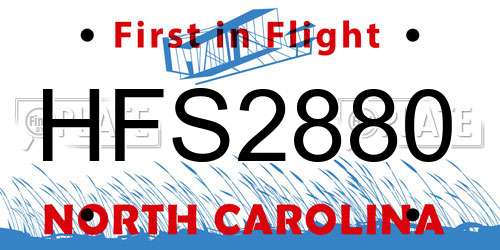 HFS2880 North Carolina License Plate