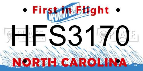 HFS3170 North Carolina License Plate