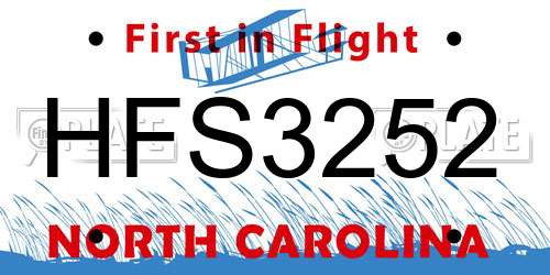 HFS3252 North Carolina License Plate