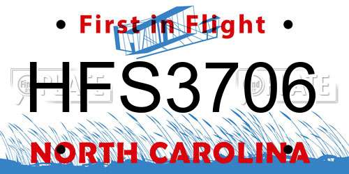 HFS3706 North Carolina License Plate