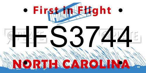 HFS3744 North Carolina License Plate