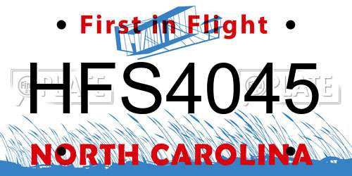 HFS4045 North Carolina License Plate