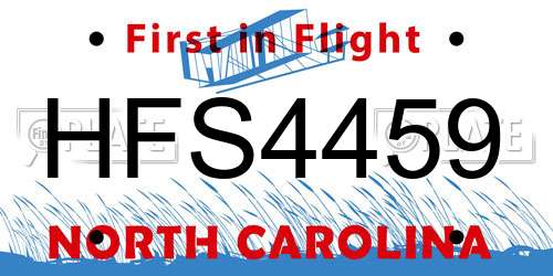 HFS4459 North Carolina License Plate