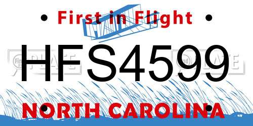 HFS4599 North Carolina License Plate