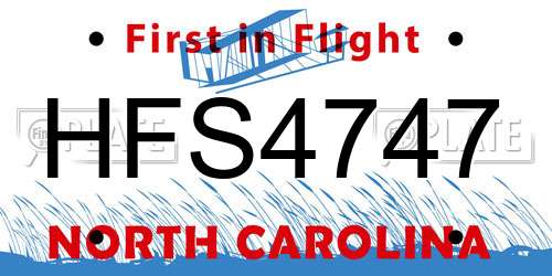 HFS4747 North Carolina License Plate