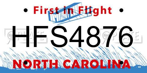 HFS4876 North Carolina License Plate