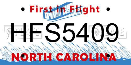 HFS5409 North Carolina License Plate