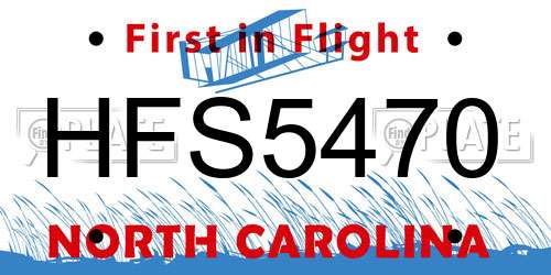 HFS5470 North Carolina License Plate