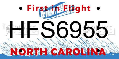 HFS6955 North Carolina License Plate