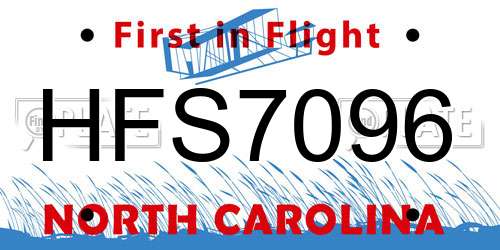 HFS7096 North Carolina License Plate