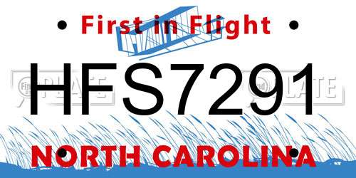 HFS7291 North Carolina License Plate