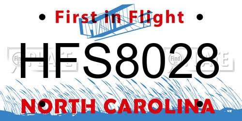 HFS8028 North Carolina License Plate