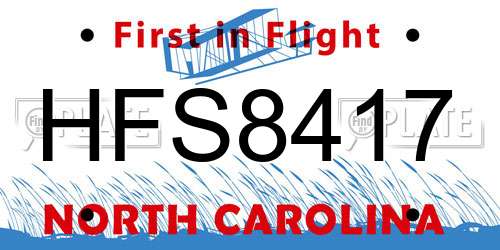HFS8417 North Carolina License Plate