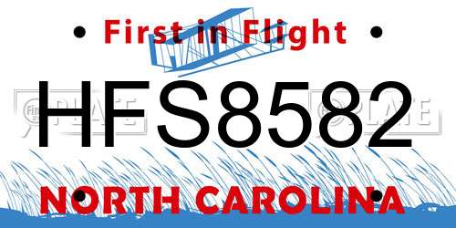 HFS8582 North Carolina License Plate