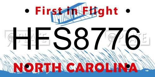 HFS8776 North Carolina License Plate