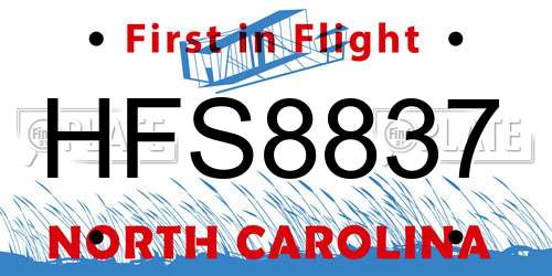 HFS8837 North Carolina License Plate