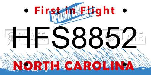HFS8852 North Carolina License Plate