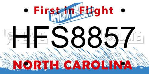 HFS8857 North Carolina License Plate
