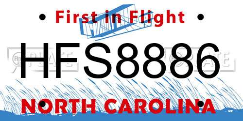 HFS8886 North Carolina License Plate