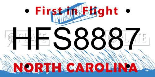 HFS8887 North Carolina License Plate