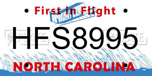 HFS8995 North Carolina License Plate