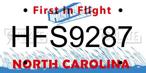 HFS9287 North Carolina License Plate