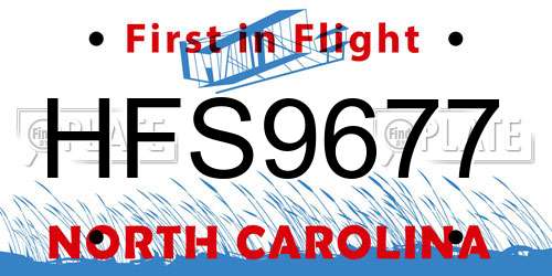 HFS9677 North Carolina License Plate