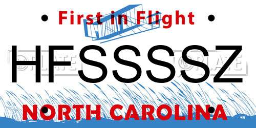 HFSSSSZ North Carolina License Plate