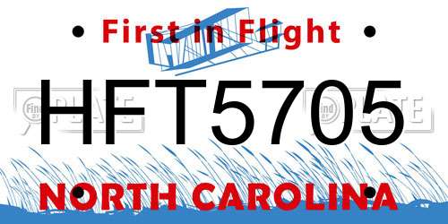 HFT5705 North Carolina License Plate