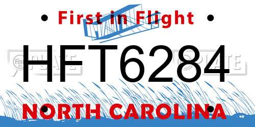 HFT6284 North Carolina License Plate
