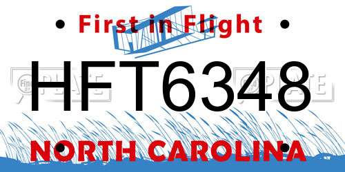 HFT6348 North Carolina License Plate