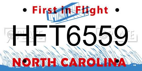 HFT6559 North Carolina License Plate