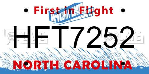 HFT7252 North Carolina License Plate