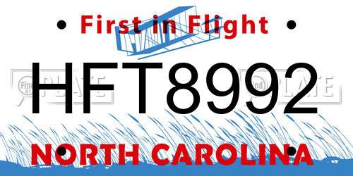 HFT8992 North Carolina License Plate