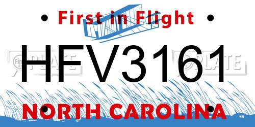 HFV3161 North Carolina License Plate