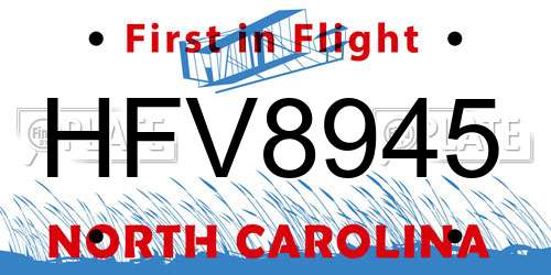 HFV8945 North Carolina License Plate