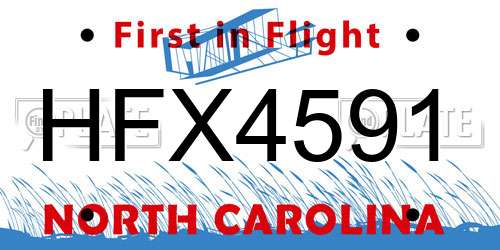 HFX4591 North Carolina License Plate