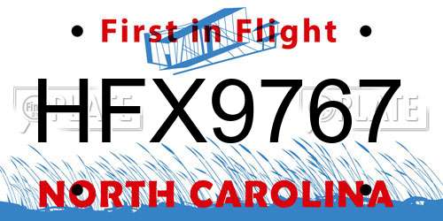 HFX9767 North Carolina License Plate