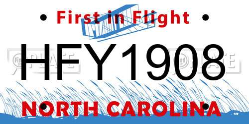 HFY1908 North Carolina License Plate