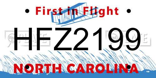 HFZ2199 North Carolina License Plate