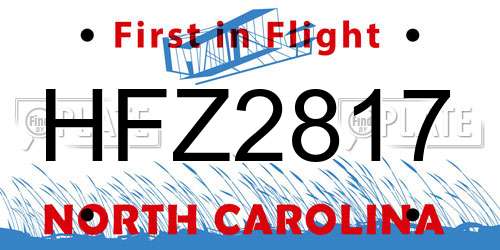 HFZ2817 North Carolina License Plate