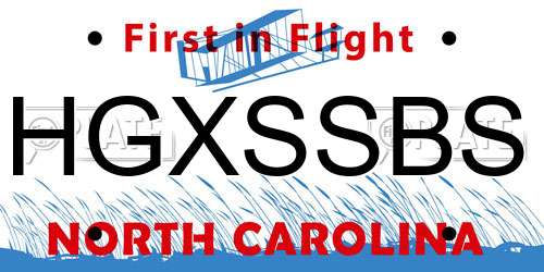 HGXSSBS North Carolina License Plate