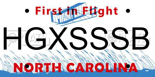 HGXSSSB North Carolina License Plate