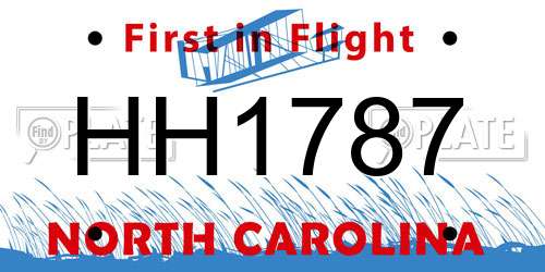 HH1787 North Carolina License Plate