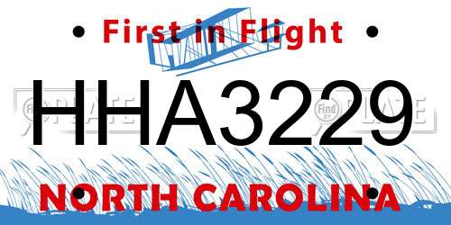 HHA3229 North Carolina License Plate