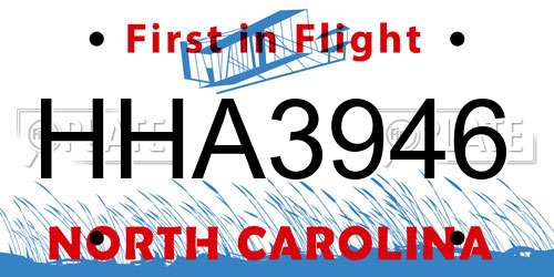 HHA3946 North Carolina License Plate