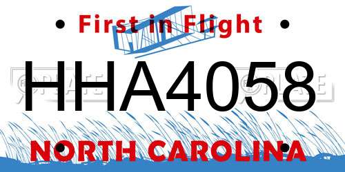 HHA4058 North Carolina License Plate